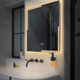 Espejo LED Cuadrado | Botones táctiles | Función antivaho | Luz blanca cálida - Reyze Seria Edge Model 2